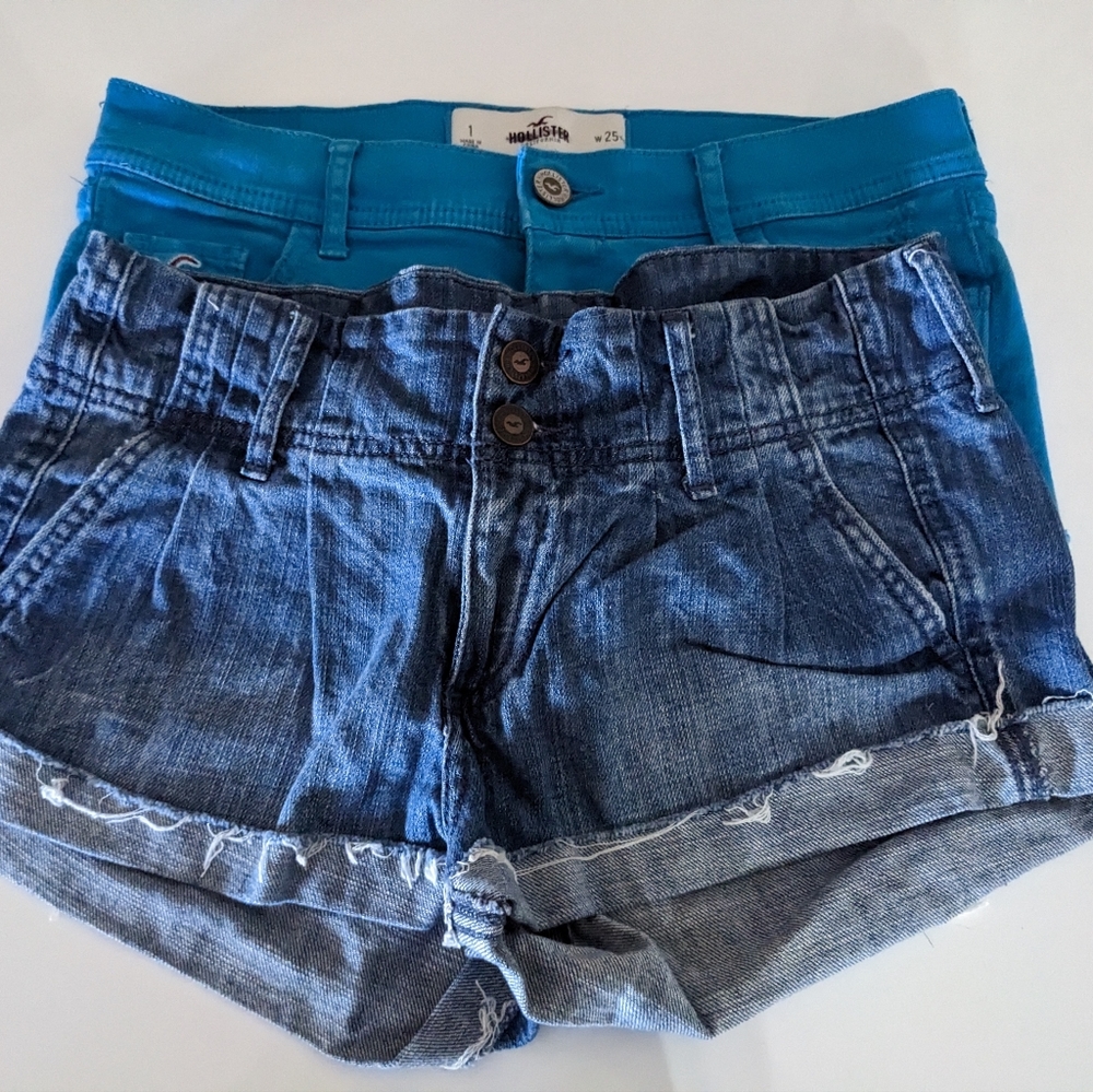Women's Juniors Hollister denim jeans booty shorts lot 2  size xs 1 Summer 25 w